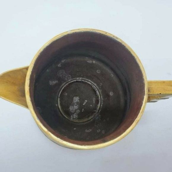 Tole Painted Tin Tea Kettle Red Apples Signed Susan 1978 8" Tall Vintage - Picture 8 of 8